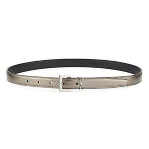YSL Logo Saint Laurent Metallic Gold Monogram Buckle Belt